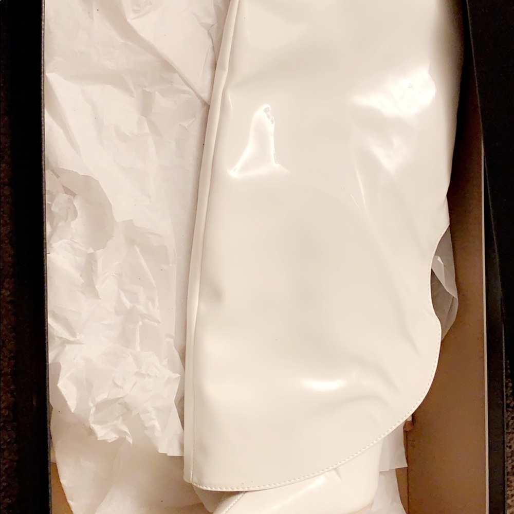 Thigh high white boots